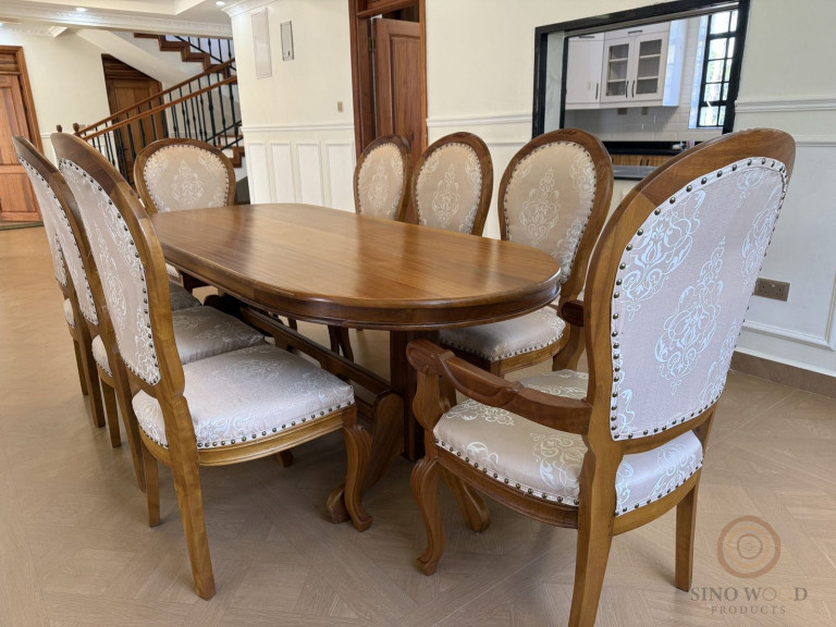Oval Mahogany Dining Set – 8 Seater