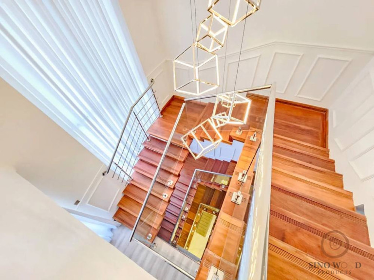 Glass-Rail Mahogany Staircase