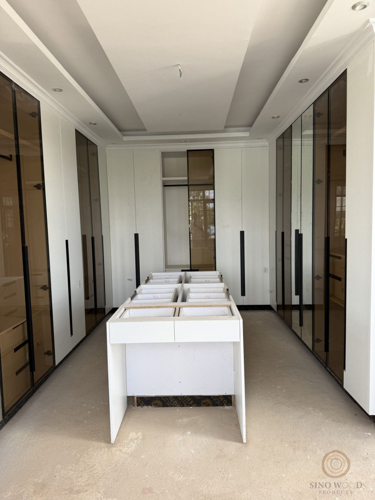 Walk-in Closet with Glass Doors & Island