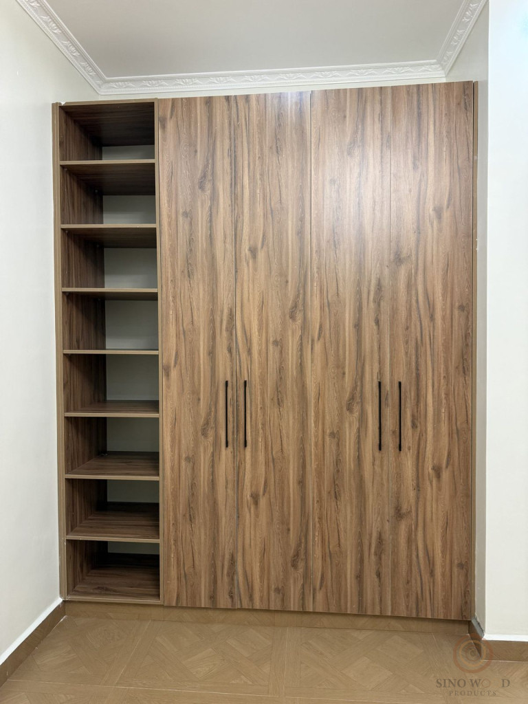 Walnut Wardrobe with Open Shelves