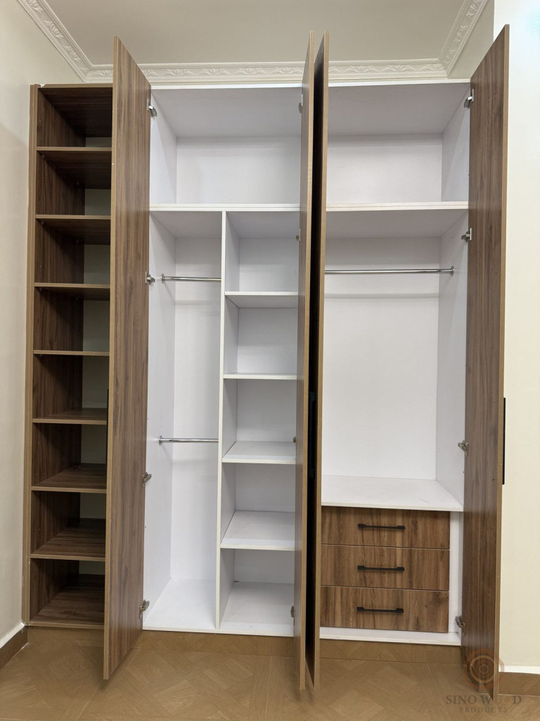 Walnut Wardrobe with Open Shelves